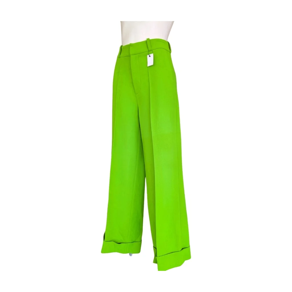 NWT Christopher Kane Wool Crepe Wide‎ Leg Cuffed Pants Size IT46/US10 - Picture 6 of 13